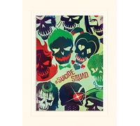 Pyramid International Suicide Squad Skulls Mounted Print Memorabilia, Multi-Colour, 30 x 40 cm