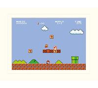 Pyramid International Super Mario Bros. 1-1" Mounted Print Memorabilia, Multi-Colour, 30 x 40 x 1.3 cm