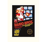Pyramid International Super Mario Bros. NES Cover Mounted Print Memorabilia, Multi-Colour, 30 x 40 x 1.3 cm