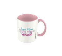 Pyramid International Super Mum Super Wife Super Tired Contrast Mug (One Size) (White/Pink)