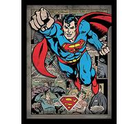 Pyramid International Superman - Comic Montage 30cm x 40cm Framed, Collectors Print - A Stunning Artwork to Enhance Your Collection or Living Space, One Size