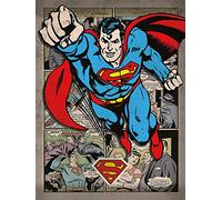 Pyramid International "Superman Comic Montage Canvas Print, Multi-Colour, 30 x 40 x 1.3 cm
