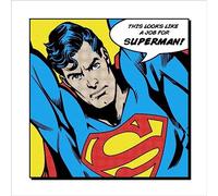 Pyramid International Superman Looks Like A Job Art Print, multicoloured, 40 x 40 x 1.3 cm