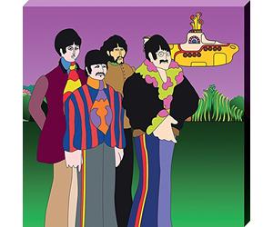 Pyramid International The Beatles Yellow Submarine Band Canvas Print, Wood, Multi-Colour, 30 x 30 x 1.3 cm