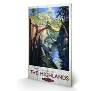 Pyramid International The Highlands Wood Print, Multi-Colour, 45 x 76 x 1.3 cm