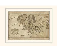 Pyramid International The Hobbit middle Earth Map Mounted Print Memorabilia, Multi-Colour, 30 x 40 x 1.3 cm