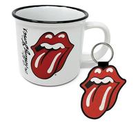 Pyramid International The Rolling Stones Mug and Keyring Set in Presentation Gift Box (Hot Lips Design) 11oz Ceramic Campfire-Style Mug and Woven Key Fob - Official Merchandise