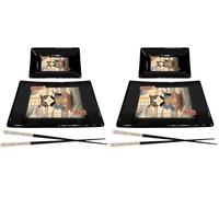 Pyramid International Vincent Trinidad Sushi Set with Ceramic Sushi Platter, Dipping Tray and Lacquered Wooden Chopsticks (Neko Cat Design) - Official Merchandise, GP85783 (Pack of 2)