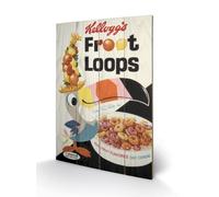 Pyramid International Vintage Kelloggs Fruit Loops Wood Print, Multi-Colour, 40 x 59 x 1.3 cm