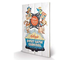 Pyramid International Vintage Kelloggs Sweet Eatin' Carnival Wood Print, Multi-Colour, 45 x 76 x 1.3 cm
