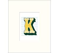 Pyramid International Vintage Letter (K) -Mounted Print 24 X 30cm, Paper, Multicoloured, 24 x 30 x 1.3 cm