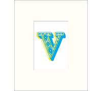Pyramid International Vintage Letter V Mounted Print, Multi-Colour, 24 x 30 x 1.3 cm