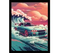 Pyramid International Wave Cars Hakosuka Framed Poster Multicoloured 40cm x 30cm