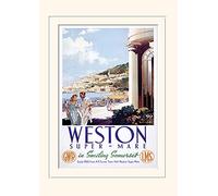 Pyramid International Weston Super Mare 1" Mounted Print Memorabilia, Multi-Colour, 30 x 40 x 1.3 cm