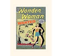 Pyramid International Wonder Woman Wanted Mounted Print Memorabilia, Multi-Colour, 30 x 40 x 1.3 cm