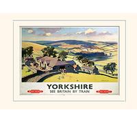 Pyramid International Yorkshire by Train-Mounted Print Memorabilia 30 x 40cm, Paper, Multicoloured, 30 x 40 x 1.3 cm