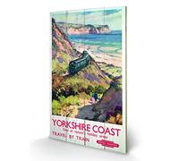 Pyramid International Yorkshire Coast 3 Wood Print, Multi-Colour, 45 x 76 x 1.3 cm