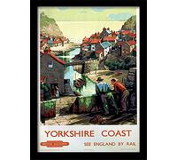 Pyramid International Yorkshire Coast 4" Framed Print Memorabilia, Multi-Colour, 30 x 40 x 1.3 cm