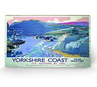 Pyramid International Yorkshire Coast Wood Print, Multi-Colour, 45 x 76 x 1.3 cm