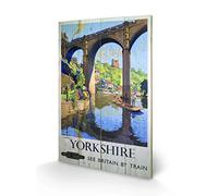 Pyramid International Yorkshire Knaresborough Wood Print, Multi-Colour, 40 x 59 x 1.3 cm
