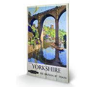 Pyramid International Yorkshire Knaresborough Wood Print, Multi-Colour, 45 x 76 x 1.3 cm