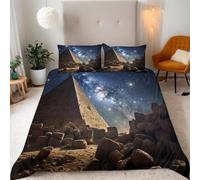 Pyramid King Duvet Cover Set 3D Printed Starry Sky Bedding Set Ultra Soft Microfiber Quilt Cover 220x230 cm for Double Bed with 2 Pillowcases with Zipper f-581