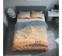 Pyramid King Size Duvet Cover Sets, Camel Desert Bedding Set 3 Piece Soft Microfiber Quilt Cover Reversible Duvet Cover Sets with 2 Pillows Zipper Closure K&23