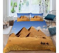Pyramid King Size Duvet Cover Sets Desert Landscape Bedding Set 3D Print Quilt Cover 230x220 cm Soft Microfiber Lightweight with Zipper Closure and 2 Pillowcases e-3107
