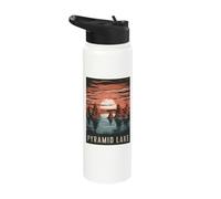 Pyramid Lake Scenic View Tranquil Sunset Stainless Steel Insulated Water Bottle