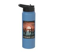 Pyramid Lake Scenic View Tranquil Sunset Stainless Steel Insulated Water Bottle
