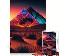 Pyramid Luminous Geometry Jigsaw Puzzles for Teenagers 1000 Pieces Reason Skill Toy Soothing Play Exact Cut Santa Wish Gift (38x26cm)