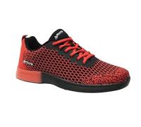 Pyramid Men’s Path Lite Seamless Mesh Bowling Shoes - Lightweight Seamless Design, Athletic Fit, Breathable Knit Upper, Universal Slide Soles, Red/Black, 5 UK