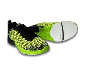 Pyramid Men’s Path Lite Seamless Mesh Bowling Shoes - Lightweight Seamless Design, Athletic Fit, Breathable Knit Upper, Universal Slide Soles, Black/Voltage Lime, 5 UK