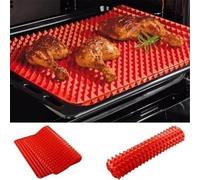 Pyramid Pan Silicone Baking Mat, Diamond Chef Tray Oven Non-Stick Value Pack Red, Fat Reducing Healthy Heat-Resistant Non-Slip Reusable Sheet for Grilling BBQ 29X41Cm (1 Piece)