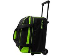 Pyramid Prime Double Roller 2 Ball Bowling Bag with Large Separate Compartment for Bowling Shoes (Up to US Mens Size 15) or Accessories, Retractable Handle - Extends to 40"