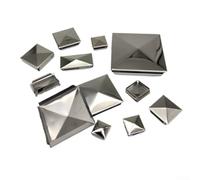 Pyramid shaped stainless steel to galvanized steel post cap, square cover designed to protect post ends from weather elements and extend post lifespan (1pcs 36mm)