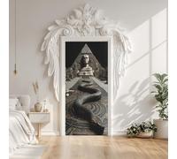Pyramid Sphinx Snake Sculpture Door Mural Decals 90x210 cm Ancient Egypt Exotic Door Sticker, Peel and Stick Wallpaper Waterproof PVC Stickers for Bedroom Decor
