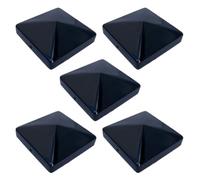 Pyramid Square Black Metal Fence Post Caps 4" 100mm Post Top (5)
