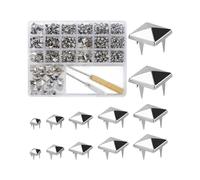 Pyramid Studs for Clothing: 1222PCS Silver 4-Prong Square Metal Studs Kit Assorted Sizes Punk Spike Rivets for Crafts
