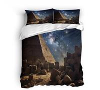 Pyramid Super King Duvet Cover Sets, Starry Sky Microfibre Bedding Set 260×220 + 2 Pillow Cases 50×75, Bedroom Duvet Cover with Concealed Zipper and 4 Corner Ties