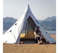Pyramid Tent Multi-Person Family Glamping Waterproof Double Layers Teepee Tent with Stove Hole