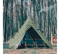 Pyramid Tent Multi-Person Family Glamping Waterproof Double Layers Teepee Tent with Stove Hole