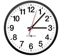 Pyramid Time Systems Analog Wall Clock - 12 Hour Face - 14 inch - Q12210 - Home, School, Factories or Office, Battery Operated, Black Bezel, White Clock Face