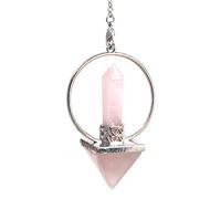 Pyramid Wand Natural Pink Rose Quartz Crystal Dowsing Chakra Pendulum for Divination Real Stone Reiki Pendant for Women Energy Healing