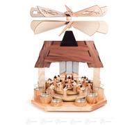 Pyramid With Angels, 2 Plates And 2 Wings, For Tea Lights 34 Cm X 44 Cm X 32 Cm
