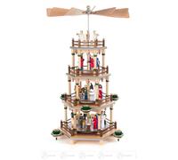 Pyramid With Nativity Natural 3-stöckig for Candles D=14mm 22, 5cmx44cmx22, 5cm