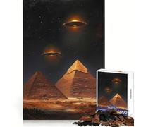 Pyramids And UFOs at Night 1000 Pieces Jigsaw Puzzles for Adults Brain Challenge Toy Indoor Play Precise Cut Fine Art Piece (38x26cm)