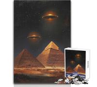 Pyramids And UFOs at Night Adults 1000 Pieces Puzzle Strategic Thinking Learning Game Ideal Meaningful Gift for Any Event Size 50x75cm