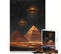 Pyramids And UFOs at Night Jigsaw Puzzles 1000 Piece for Teenagers Reason Skill Toy Serene Time Exact Cut Amazing Present (38x52cm)