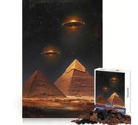 Pyramids And UFOs at Night Jigsaw Puzzles 1000 Pieces for Adults Focus Brain Toy Home Leisure Tight Edge Santa Wish Gift (50x75cm)